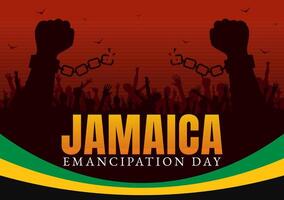 ilustração do Jamaica emancipação dia em agosto 1º com uma acenando bandeira e patriótico tema dentro uma nacional feriado plano desenho animado fundo vetor