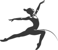 silhueta ginasta atleta mulher dentro açao Preto cor só vetor