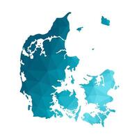 isolado ilustração ícone com simplificado azul silhueta do Dinamarca mapa. poligonal geométrico estilo. branco fundo vetor