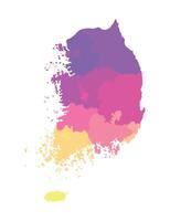 isolado ilustração do simplificado administrativo mapa do sul Coréia, república do Coréia. fronteiras e nomes do a províncias, regiões. multi colori silhuetas vetor