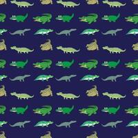 crocodilo vibração em azul seamless-pattern-design vetor