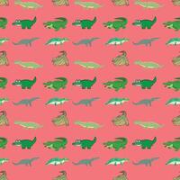 crocodilo vibração em vermelho seamless-pattern-design vetor