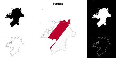 fukuoka prefeitura esboço mapa conjunto vetor