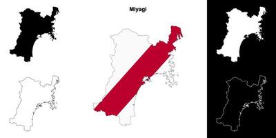 miyagi prefeitura esboço mapa conjunto vetor