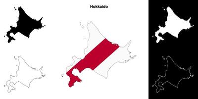 Hokkaido prefeitura esboço mapa conjunto vetor