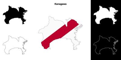 Kanagawa prefeitura esboço mapa conjunto vetor