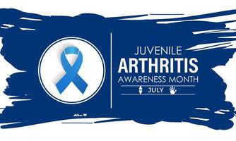 ilustração juvenil artrite consciência mês é observado cada ano dentro julho. a importante sintomas do a doenças articulação inchaço e dor. bandeira poster, folheto e fundo Projeto. vetor