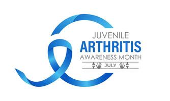 ilustração juvenil artrite consciência mês é observado cada ano dentro julho. a importante sintomas do a doenças articulação inchaço e dor. bandeira poster, folheto e fundo Projeto. vetor