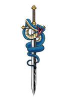 ilustração do uma serpente em uma espada vetor