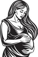 silhueta do grávida mulher ilustração Preto e branco vetor