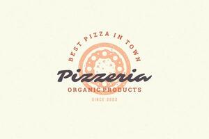 gravação logotipo pizza silhueta e moderno vintage tipografia mão desenhado estilo ilustração. vetor