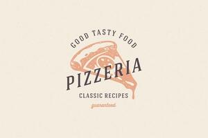 mão desenhado logotipo pizza fatia silhueta e moderno vintage tipografia retro estilo ilustração vetor