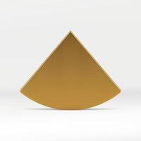 dourado 3d triângulo curvado pirâmide Prêmio decoração elemento vertical parede Projeto realista vetor