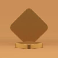 dourado 3d pedestal losango etapa metálico Fundação promo exibição publicidade realista vetor