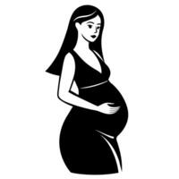 uma grávida mulher silhueta Preto cor, branco fundo vetor