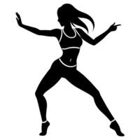 fêmea hip-hop dançando figura silhueta em uma branco fundo vetor