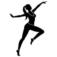 fêmea hip-hop dançando figura silhueta em uma branco fundo vetor