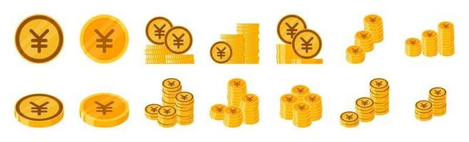 conjunto de ícones de moeda de iene japonês vetor