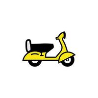 esboço preto de scooter com desenho vetorial de cor amarela vetor