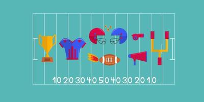 futebol americano definido para ilustração vetorial plana do jogo super bowl vetor