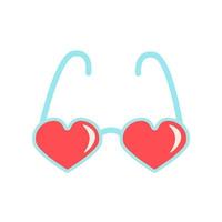 Ilustração em vetor plana fofo óculos em forma de coração 14 de fevereiro