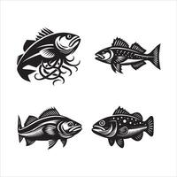 atlântico bacalhau silhueta ícone gráfico logotipo Projeto vetor