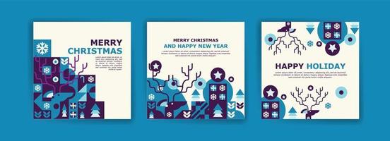 modelo de postagem de mídia social para feliz natal e ano novo. cartaz de padrão geométrico colorido para feliz Natal e ano novo. vetor