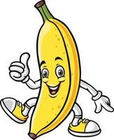 desenho animado banana personagem dando uma polegares acima vetor