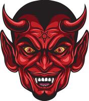 desenho animado assustador diabo cabeça mascote vetor