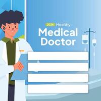 indonésio médico aluna ilustração para social meios de comunicação postar vetor