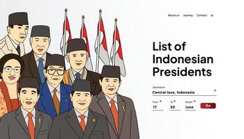 aterrissagem página idéia com indonésio nacional Heróis ilustração vetor