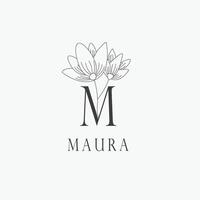 m carta logotipo com uma criativo floral conceito para companhia o negócio beleza real Estado Prêmio vetor