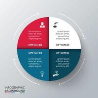 círculo elemento para infográfico. modelo para ciclismo diagrama, gráfico, apresentação. o negócio conceito com 4 opções, peças, passos ou processos. vetor