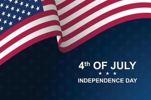 feliz 4º do Julho EUA independência dia cumprimento cartão com acenando americano nacional bandeira e mão letras texto Projeto. vetor