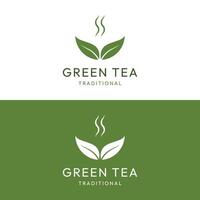 Prêmio qualidade orgânico chá folha logotipo Projeto. logotipo para negócios, distintivo, ervas, e cafeteria. vetor