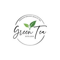 Prêmio qualidade orgânico chá folha logotipo Projeto. logotipo para negócios, distintivo, ervas, e cafeteria. vetor