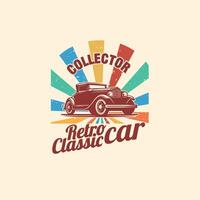 clássico retro carro vintage crachá logotipo ilustração vetor