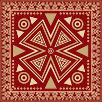 vermelho e ouro nativo americano folk ornamento. quadrado padrão, cachecol do a povos do América, asteca, incas, Maya vetor