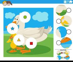 Combine a peças jogos com desenho animado Pato e patinho Fazenda pássaros vetor
