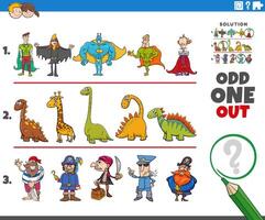 ímpar 1 Fora jogos para crianças com engraçado desenho animado personagens vetor