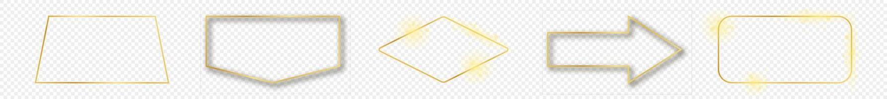 ouro brilhando diferente geométrico forma quadro, Armação vetor
