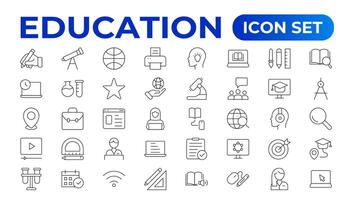 Educação linha ícone coleção. conjunto do linha ícones do Educação para moderno conceitos, rede, e aplicativos. conjunto do plano sinais e símbolos para rede e aplicativos. vetor
