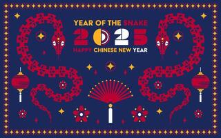 feliz chinês Novo ano 2025 serpente zodíaco sinal, moderno plano arte Projeto vetor
