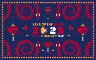 feliz chinês Novo ano 2025 serpente zodíaco sinal, moderno plano arte Projeto vetor