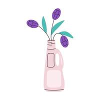 detergente garrafa com flores limpeza ferramenta. limpar \ limpo casa equipamento. plano ilustração isolado em branco fundo. vetor