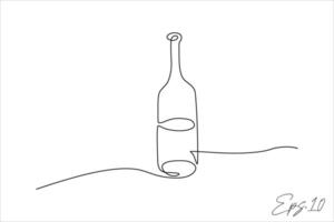 Cerveja beber garrafa contínuo linha ilustração vetor