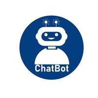 sorridente robô dentro fone de ouvido. chatbot logotipo Projeto conceito. virtual inteligente assistente robô e cliente serviço Apoio, suporte conceito vetor
