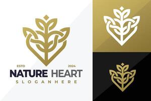 natureza coração folhas logotipo Projeto símbolo ícone ilustração vetor