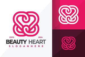 carta bb beleza coração logotipo Projeto símbolo ícone ilustração vetor