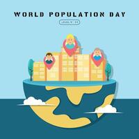 mundo população dia poster com Alto população em terra vetor